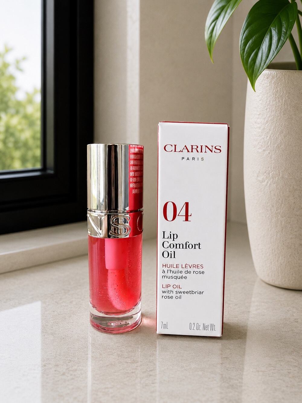 $32 New Clarins Lip Comfort Oil 04 Pitaya Hydrating Plumping Lip Oil